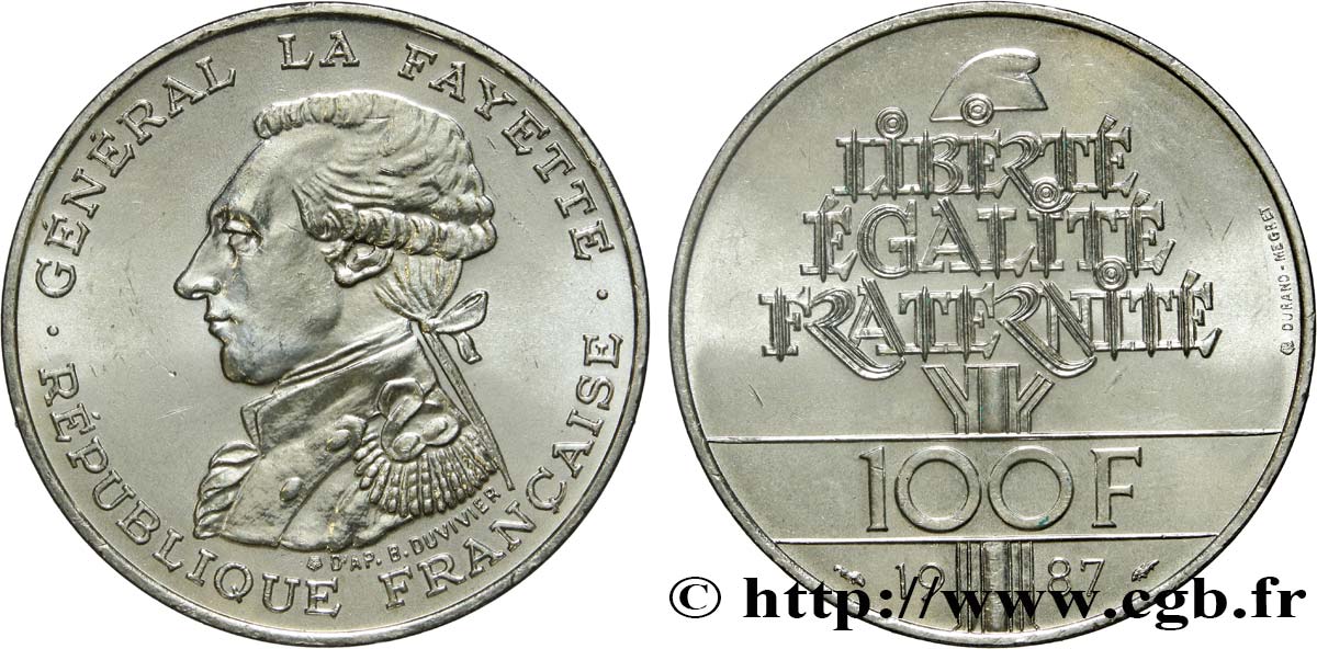 100 francs Égalité - La Fayette 1987  F.455/2 VZ 