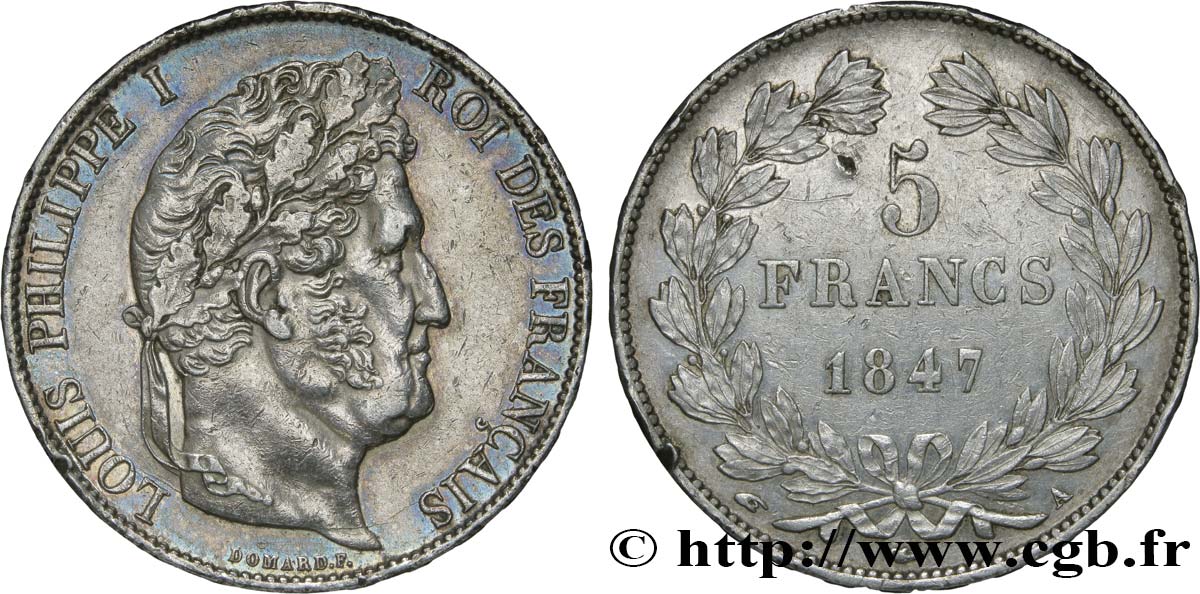 5 francs IIIe type Domard 1847 Paris F.325/14 SUP55 