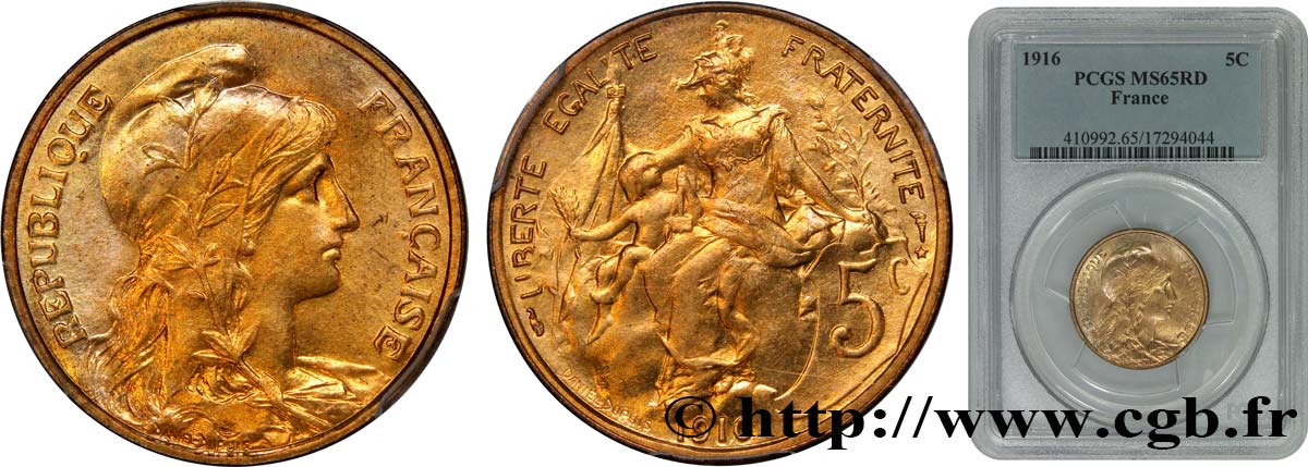 5 centimes Daniel-Dupuis 1916  F.119/29 MS65 PCGS