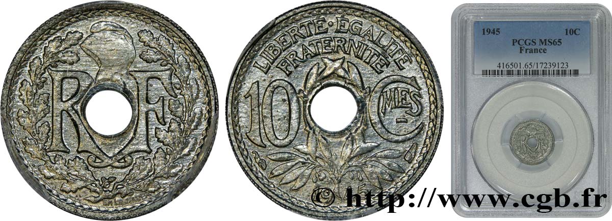 10 centimes Lindauer, petit module 1945  F.143/2 FDC65 PCGS