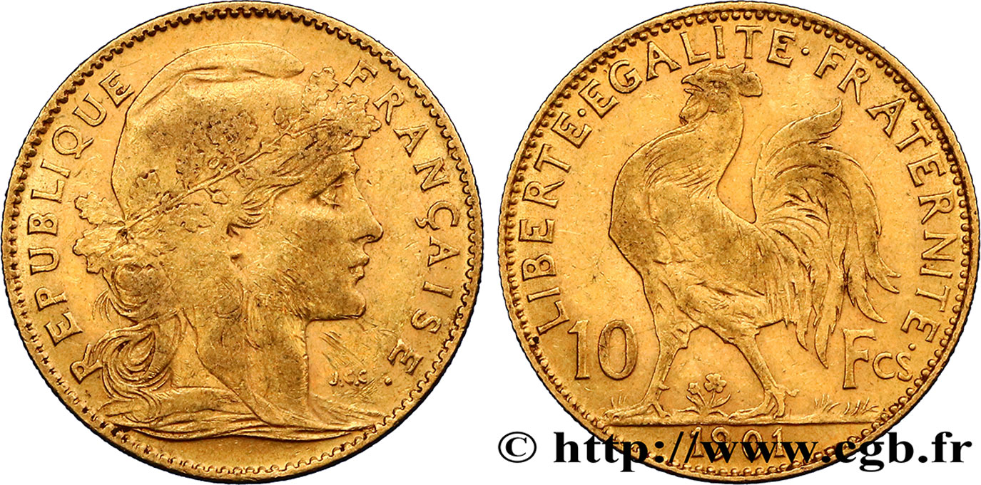 10 francs or Coq 1901 Paris F.509/5 TTB40 