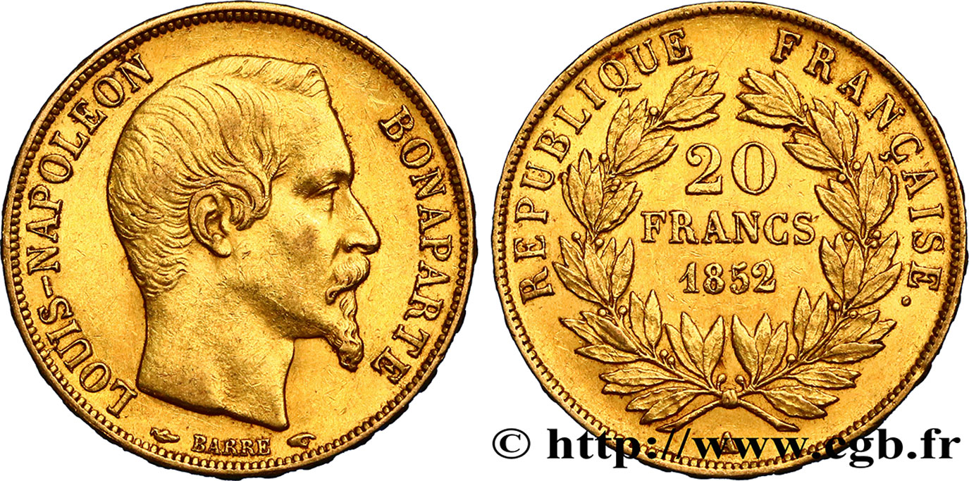 20 francs or Louis-Napoléon 1852 Paris F.530/1 BB50 