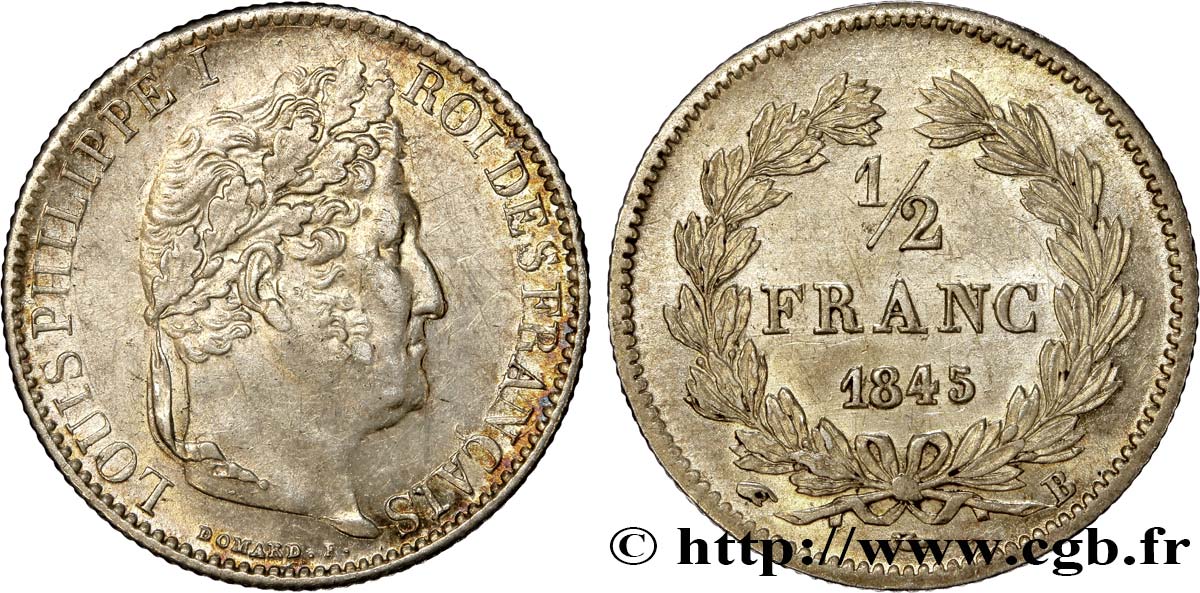 1/2 franc Louis-Philippe 1845 Rouen F.182/109 AU58 