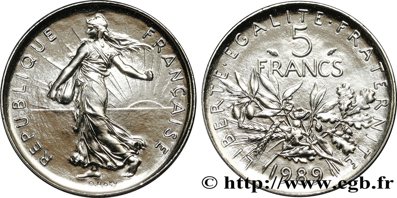 5 francs Semeuse, nickel 1989 Pessac F.341/21 MS65 