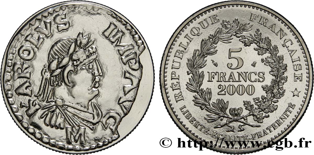 5 francs Denier de Charlemagne 2000 Paris F.348/1 FDC65 