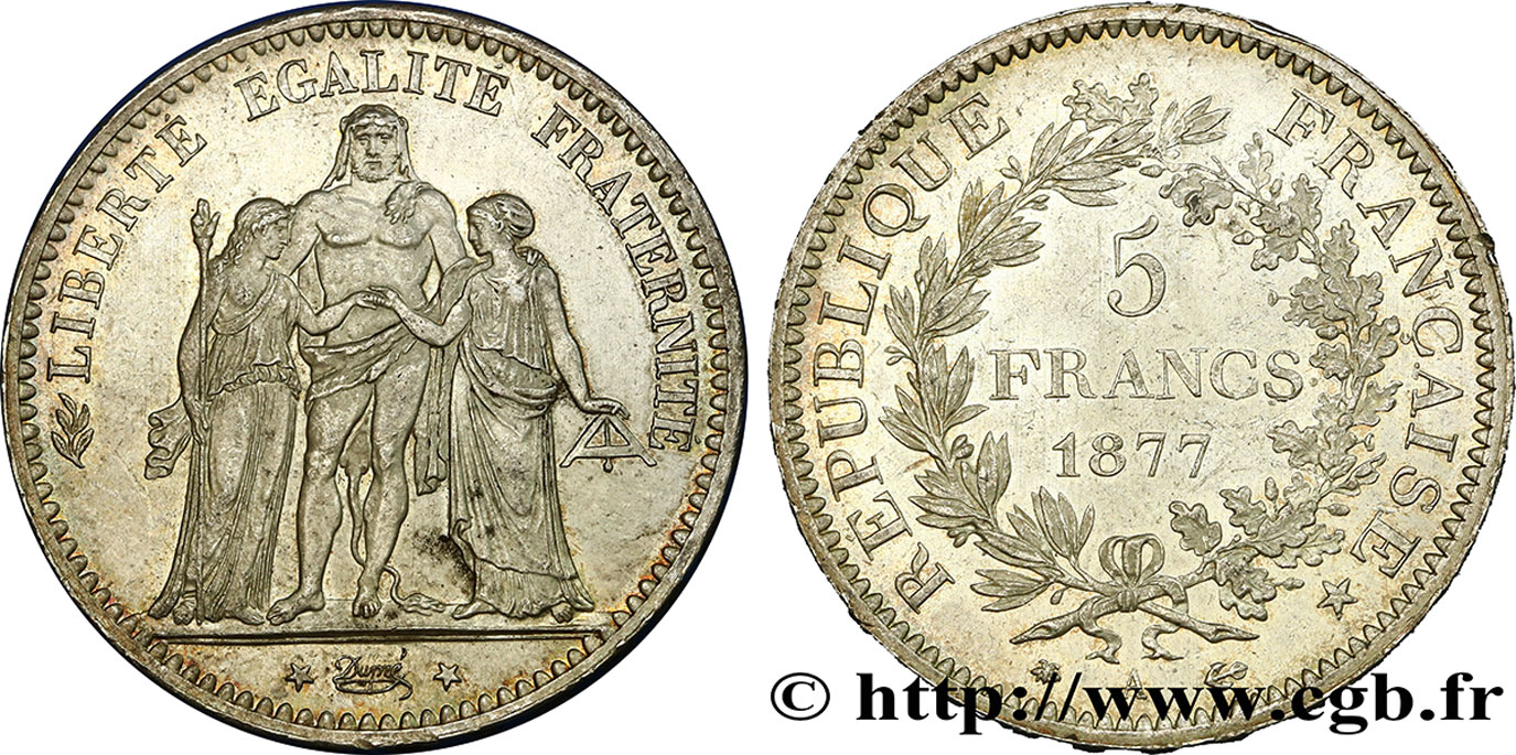 5 francs Hercule 1877 Paris F.334/19 SUP62 
