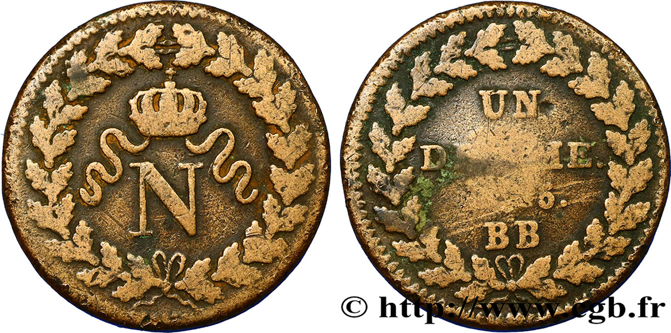 Un décime à l’N couronnée 1815 Strasbourg F.131A/1 F15