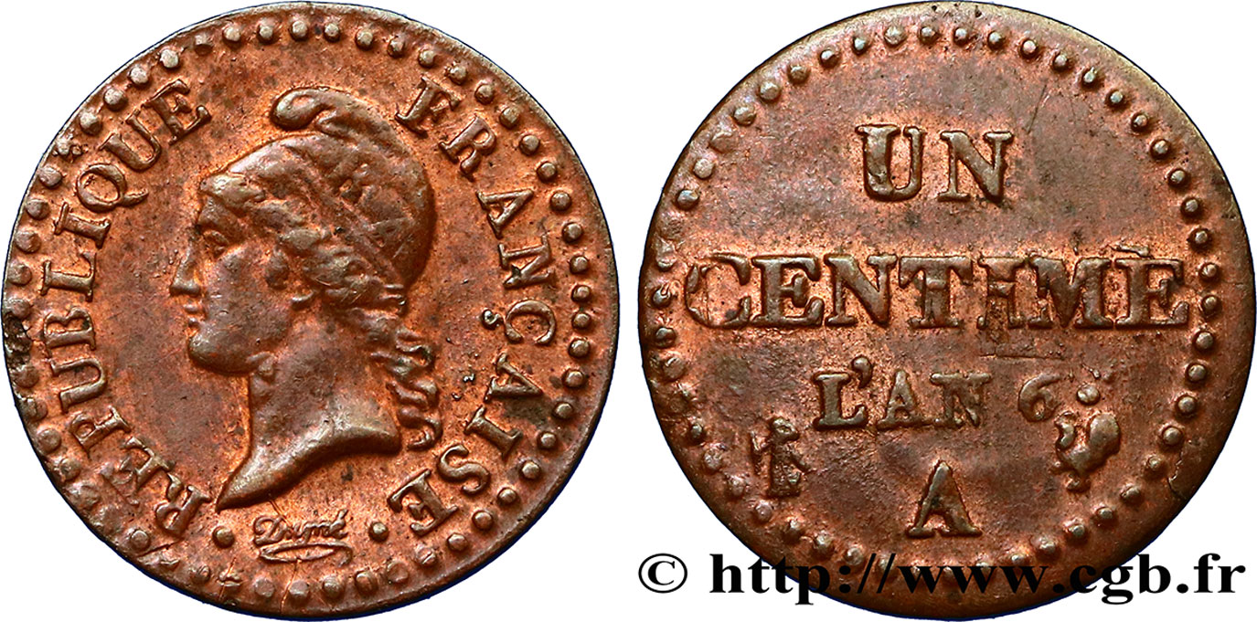 Un centime Dupré, 6 normal 1798 Paris F.100/3 TTB48
