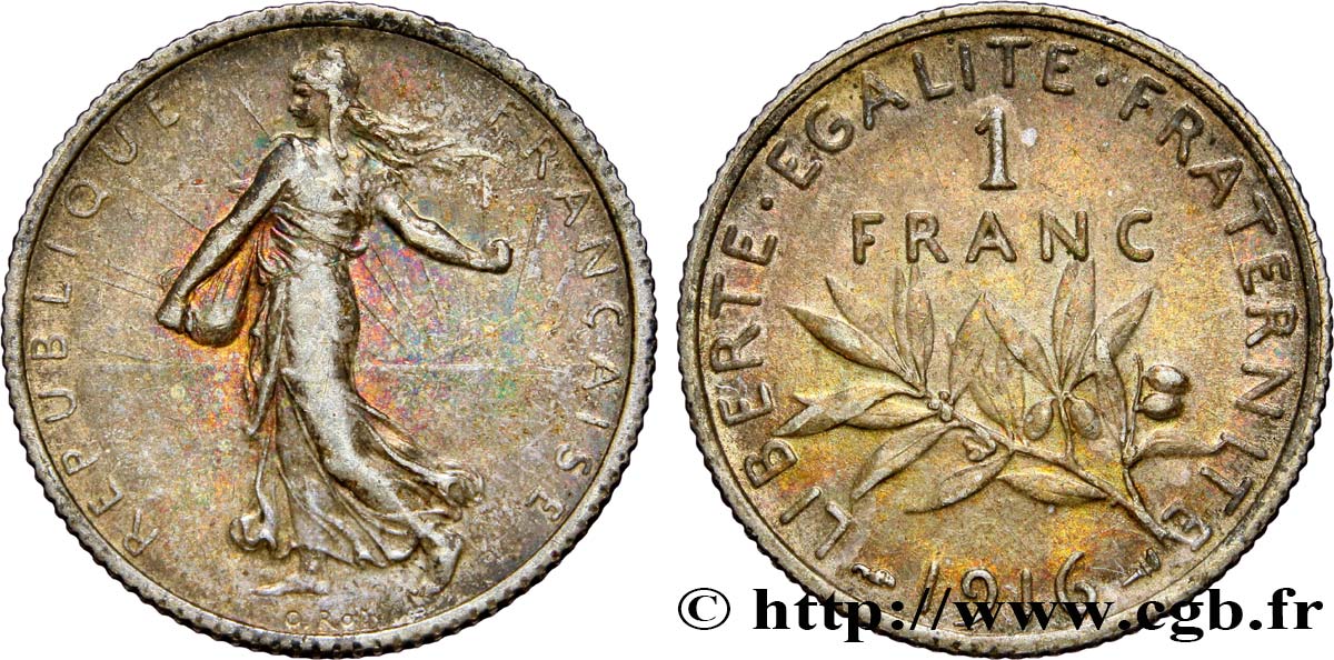 1 franc Semeuse 1916 Paris F.217/22 MBC 