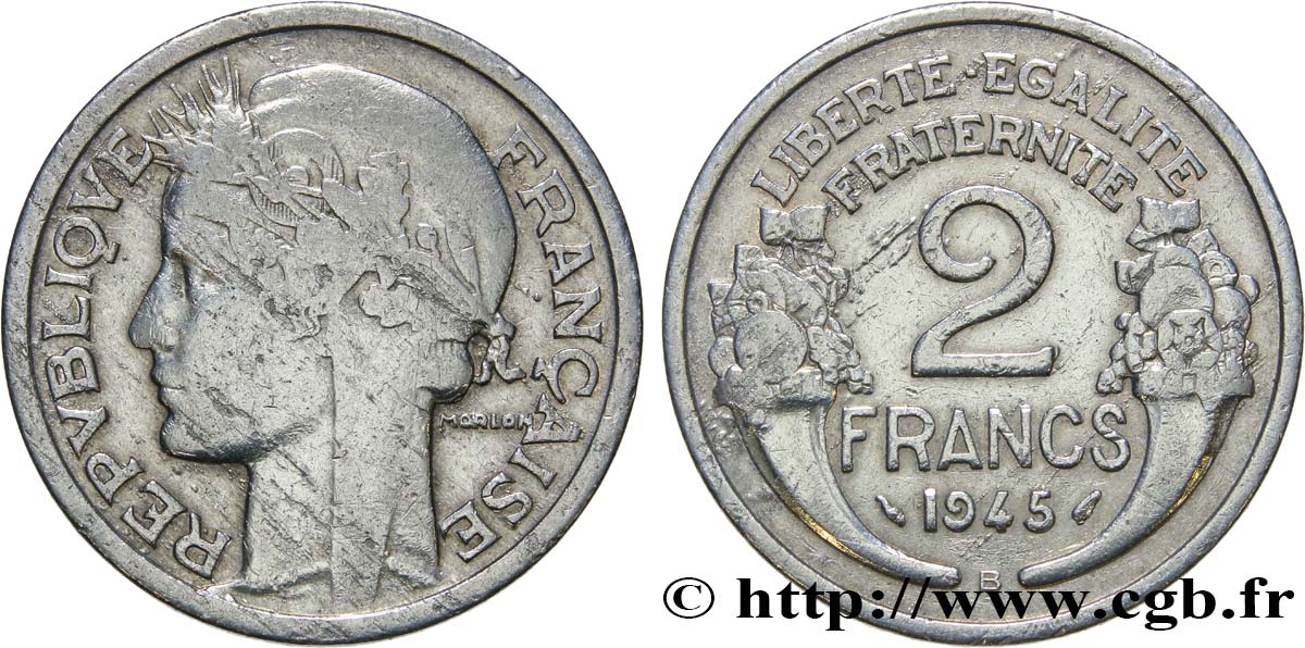 2 francs Morlon, aluminium 1945 Beaumont-Le-Roger F.269/6 TB25