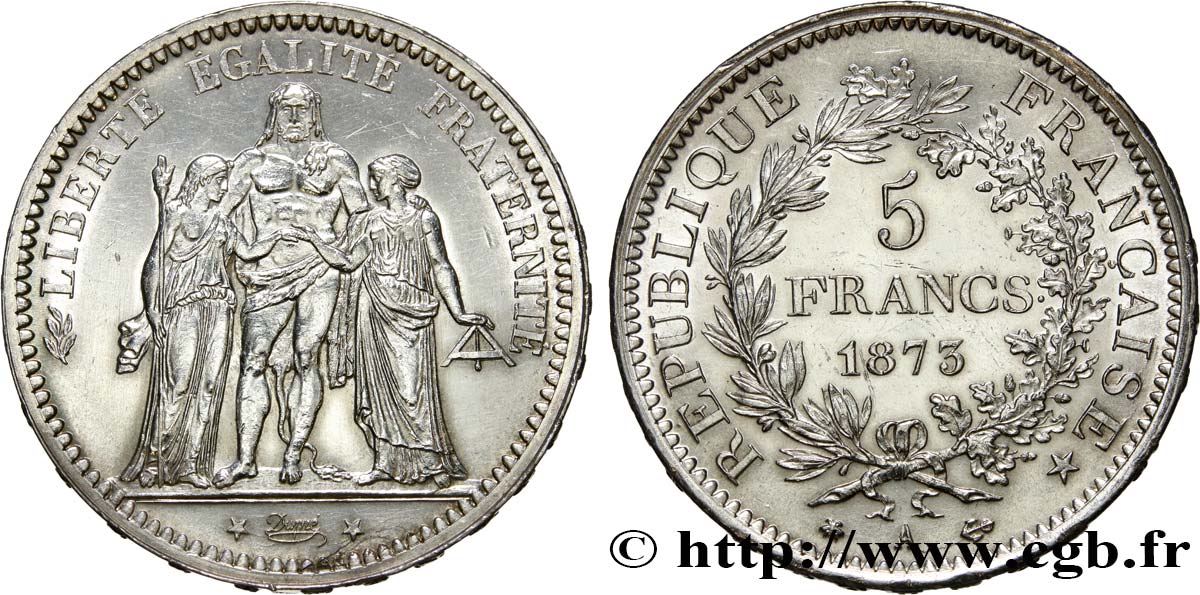 5 francs Hercule 1873 Paris F.334/9 AU55 