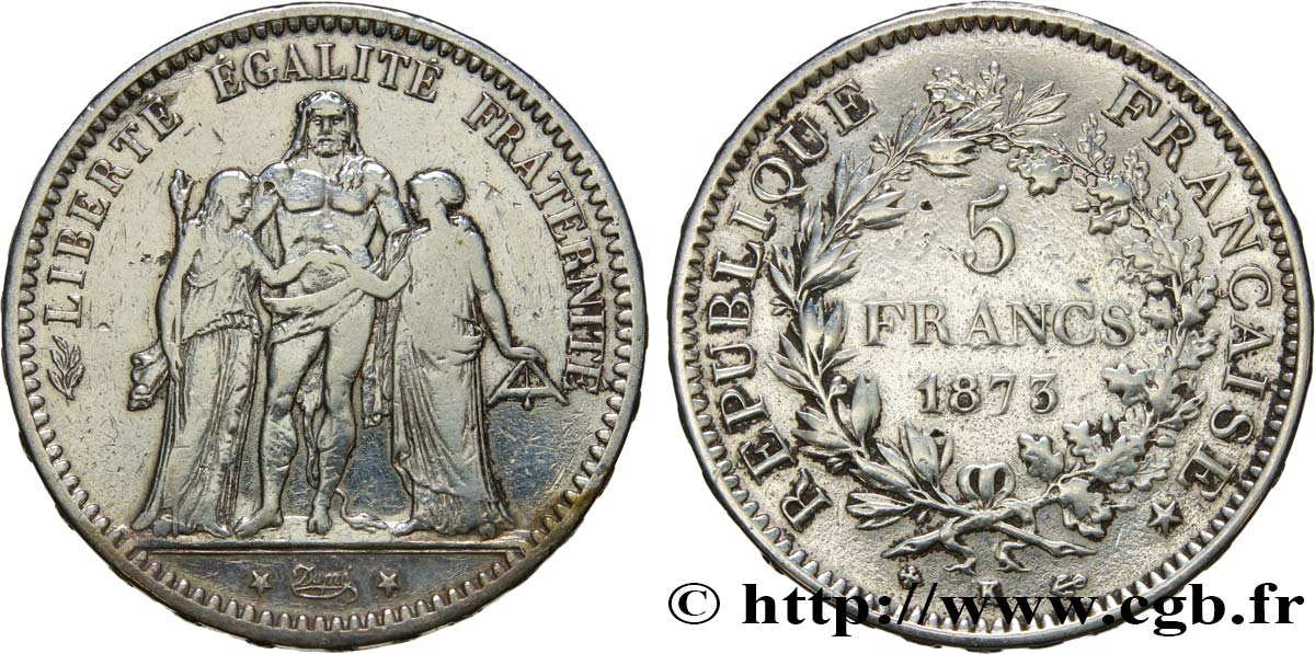 5 francs Hercule 1873 Bordeaux F.334/11 VF25 