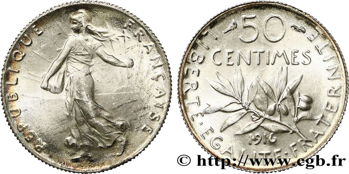 50 centimes Semeuse 1916  F.190/23 MS64 