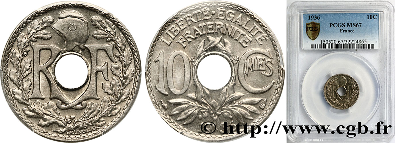 10 centimes Lindauer 1936  F.138/23 FDC67 PCGS