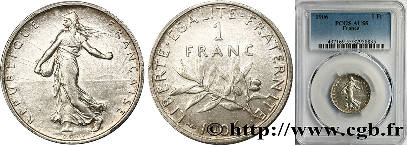 1 franc Semeuse 1906 Paris F.217/11 VZ55 PCGS