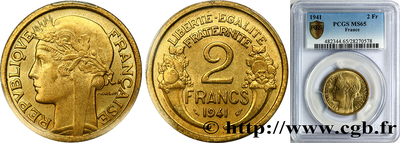 2 francs Morlon 1941  F.268/14 FDC65 PCGS