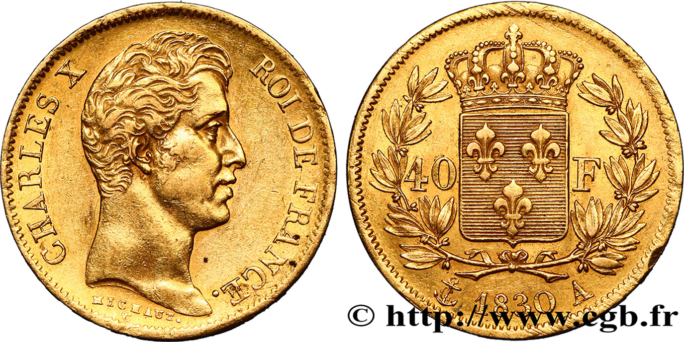 40 francs or Charles X, 2e type 1830 Paris F.544/5 BB48