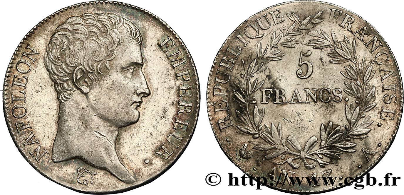 5 francs Napoléon Empereur, Calendrier révolutionnaire 1805 Paris F.303/2 TTB52 