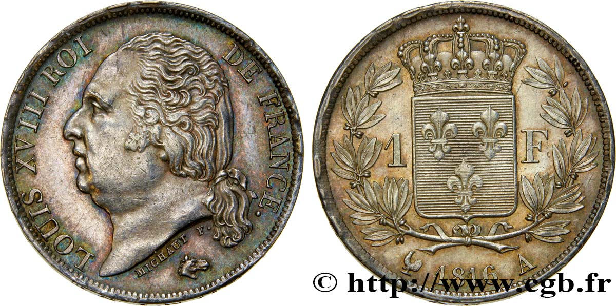 1 franc Louis XVIII 1816 Paris F.206/1 EBC58 