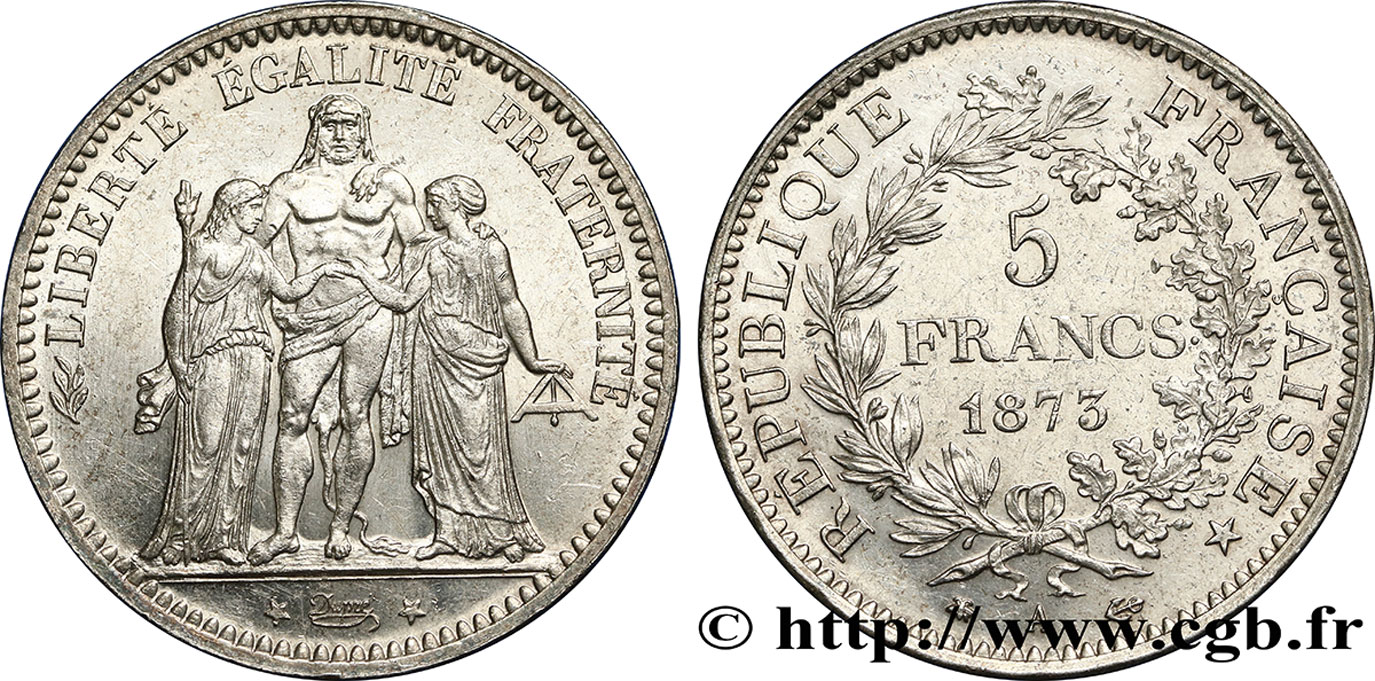 5 francs Hercule 1873 Paris F.334/9 VZ60 