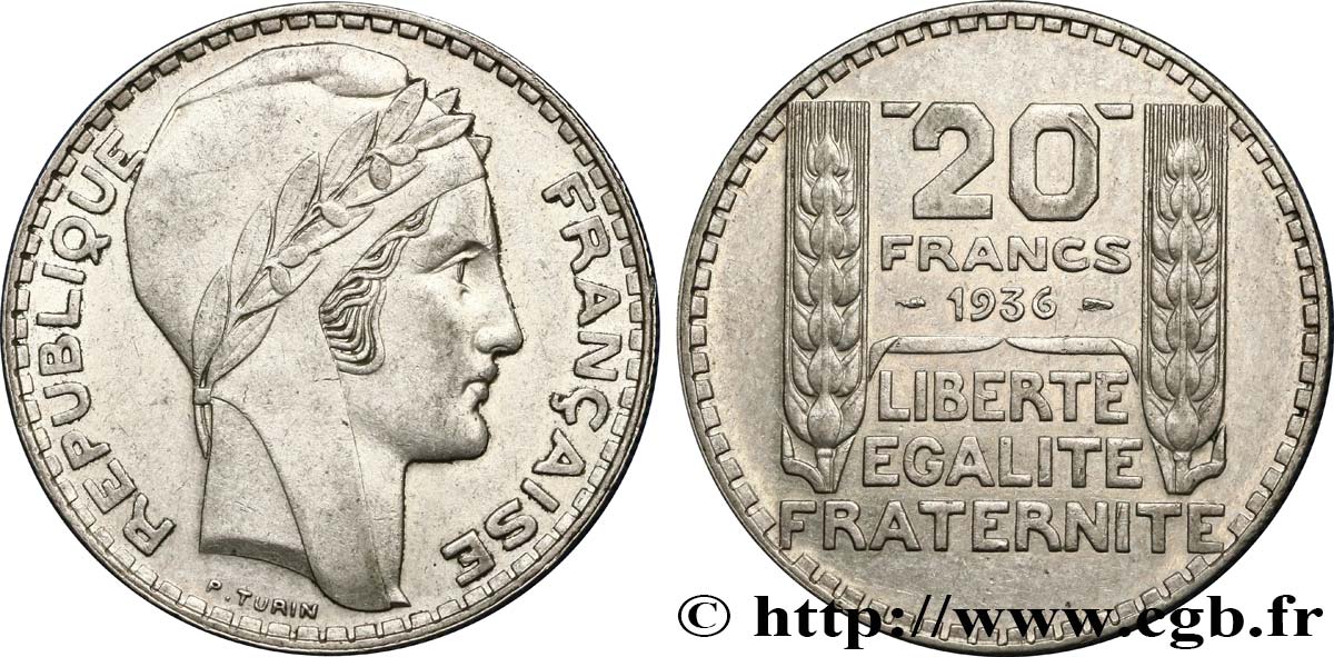 20 francs Turin 1936  F.400/7 AU54 