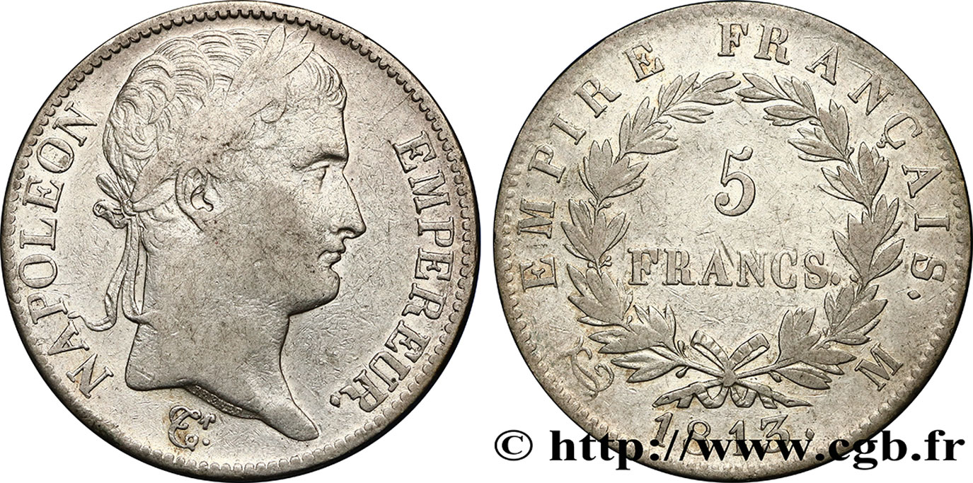 5 francs Napoléon Empereur, Empire français 1813 Toulouse F.307/68 TB35 