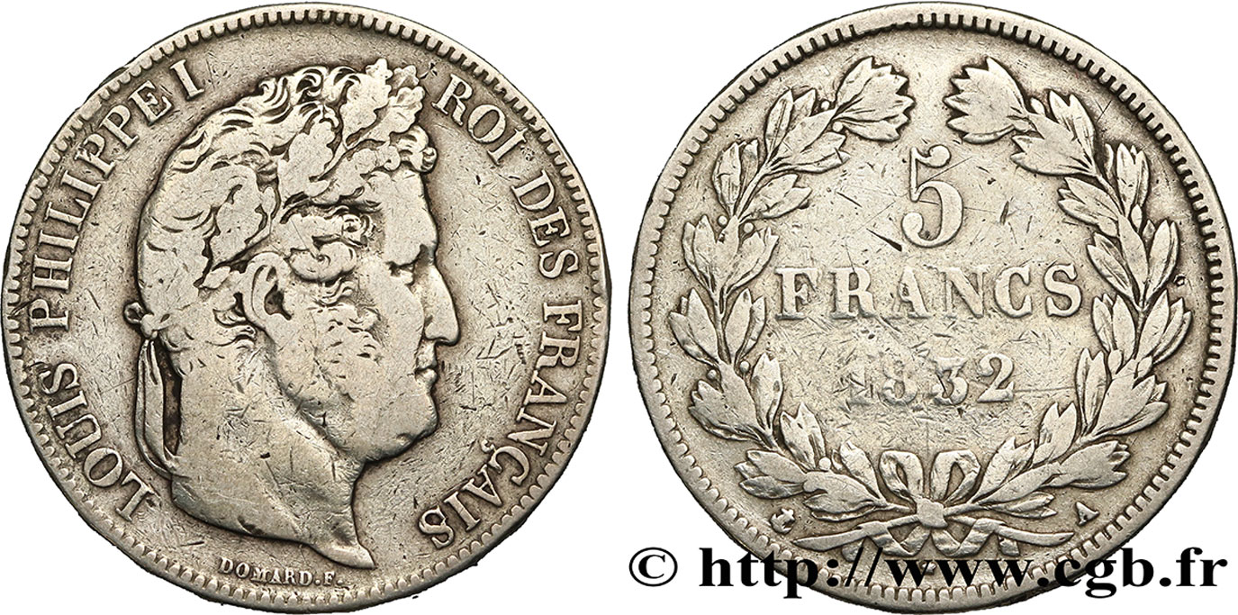 5 francs IIe type Domard 1832 Paris F.324/1 VF30 