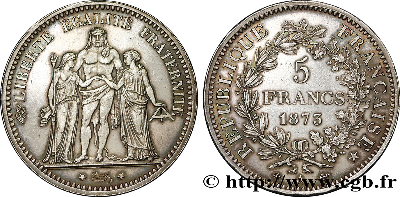 5 francs Hercule 1873 Paris F.334/9 VZ 