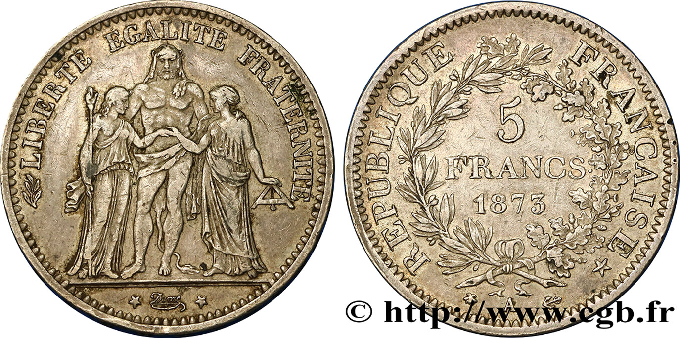 5 francs Hercule 1873 Paris F.334/9 TTB