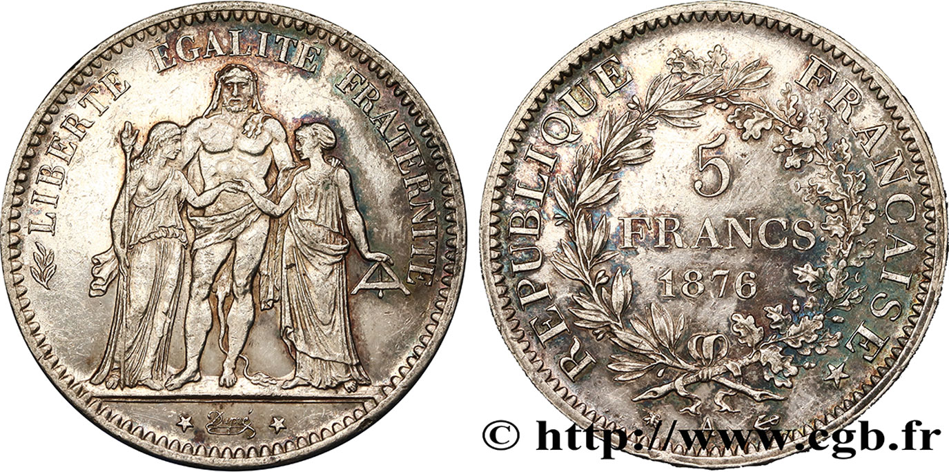 5 francs Hercule 1876 Paris F.334/17 MBC 
