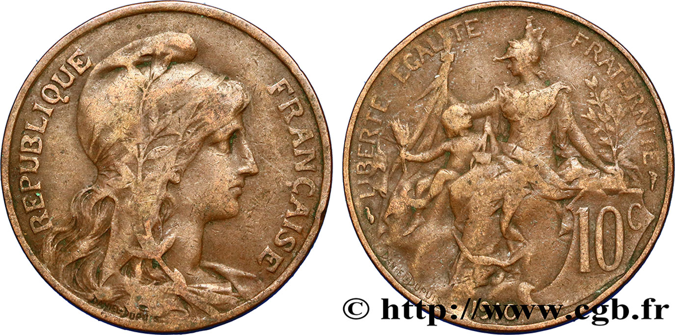 10 centimes Daniel-Dupuis 1910  F.136/19 VF35 
