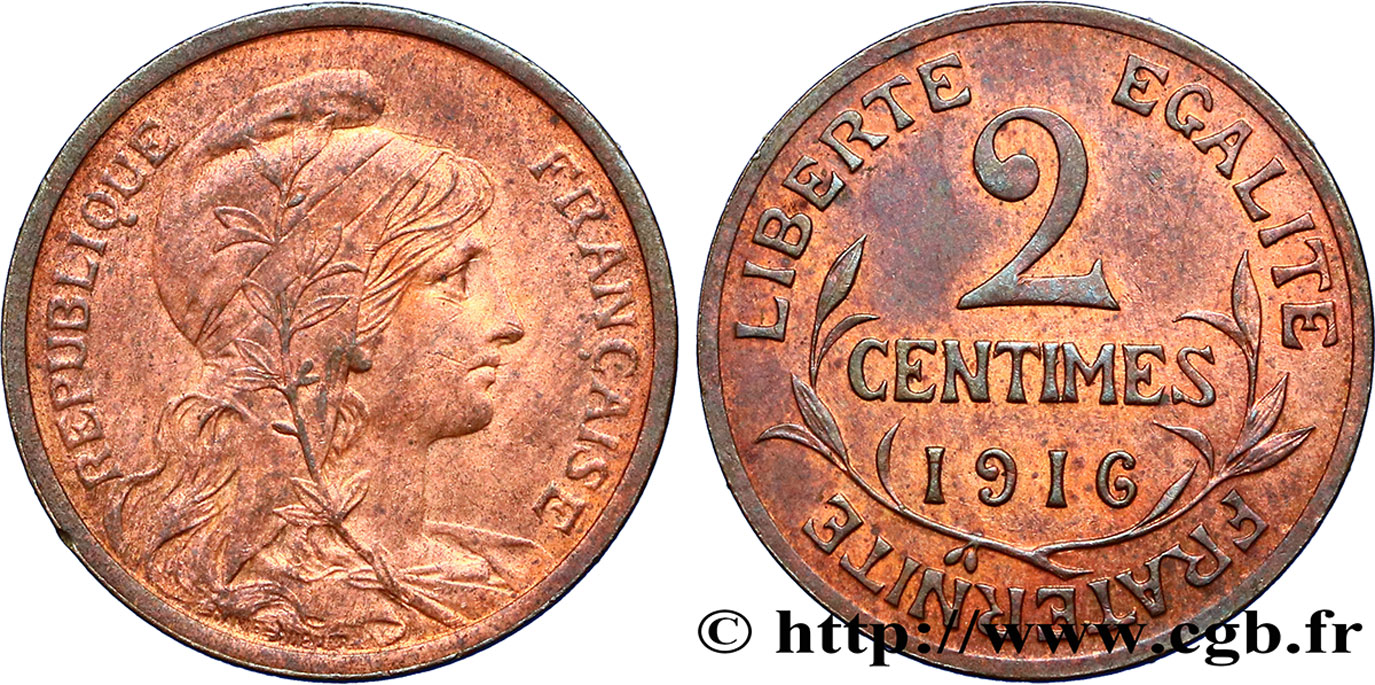 2 centimes Daniel-Dupuis 1916 Paris F.110/18 AU55 