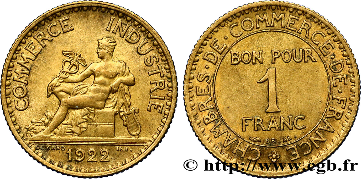 1 franc Chambres de Commerce 1922 Paris F.218/4 SUP58