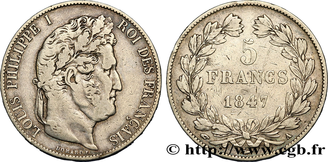 5 francs IIIe type Domard 1847 Paris F.325/14 S25 