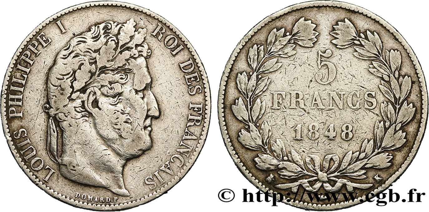 5 francs IIIe type Domard 1848 Bordeaux F.325/19 TB25 