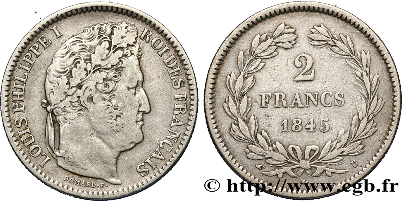 2 francs Louis-Philippe 1845 Rouen F.260/104 XF40 