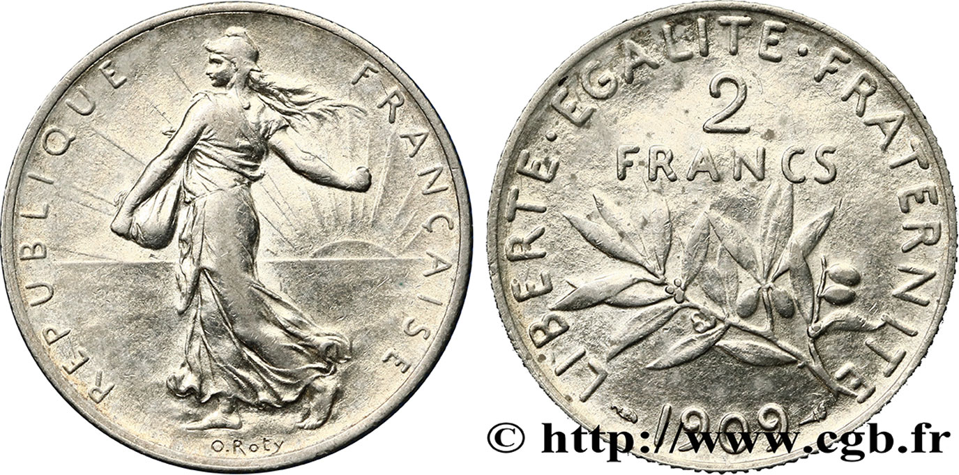 2 francs Semeuse 1909  F.266/11 MBC45 