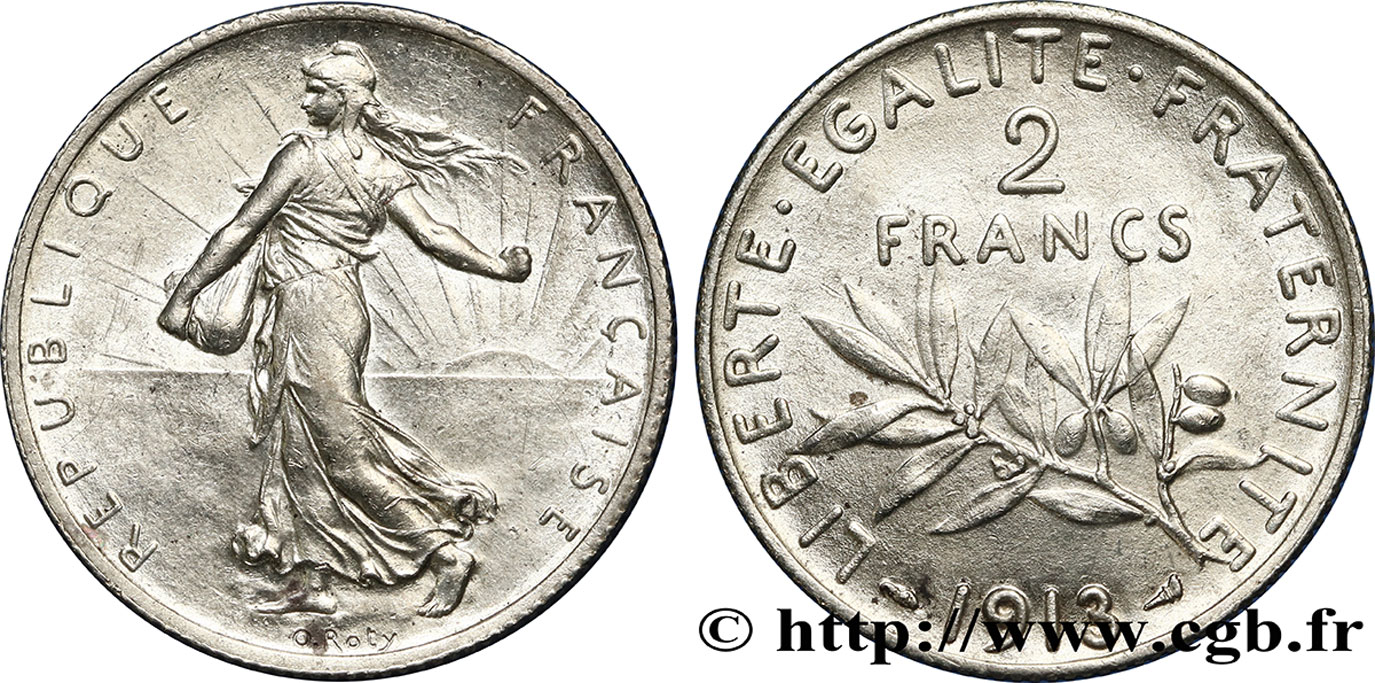 2 francs Semeuse 1913  F.266/14 AU55 