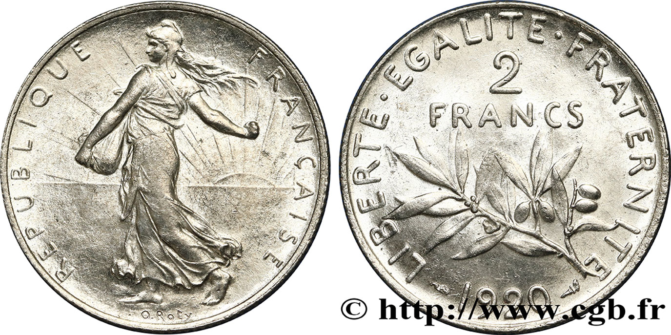 2 francs Semeuse 1920  F.266/22 VZ58 