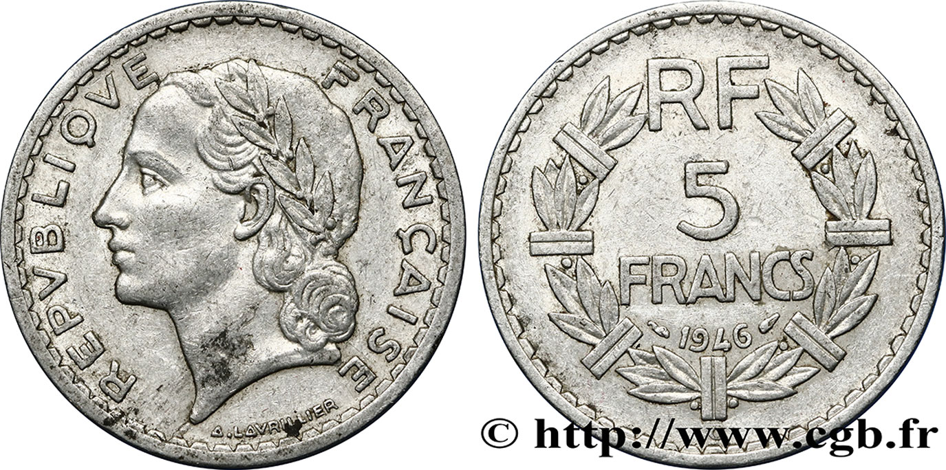 5 francs Lavrillier, aluminium 1946 Castelsarrasin F.339/8 TTB45