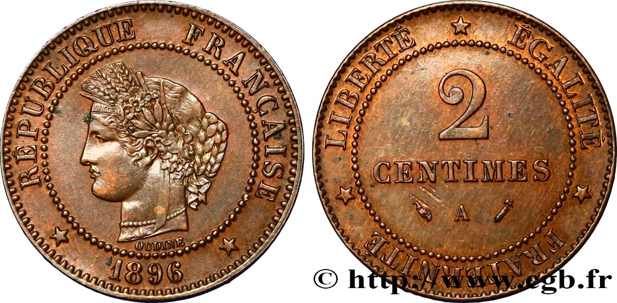 2 centimes Cérès 1896 Paris F.109/22 EBC60 