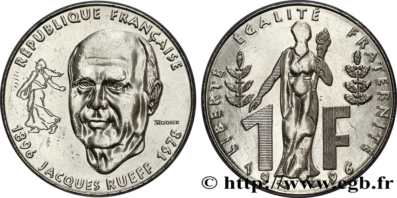 1 franc Jacques Rueff 1996  F.231/2 MS62 