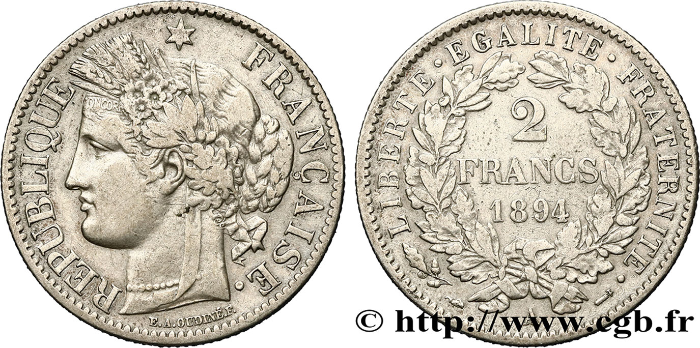 2 francs Cérès, avec légende 1894 Paris F.265/16 TB30