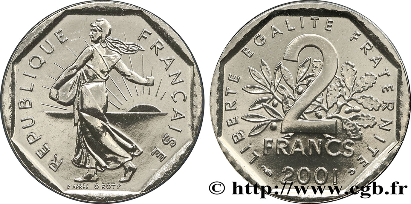 2 francs Semeuse, nickel 2001 Pessac F.272/29 MS68