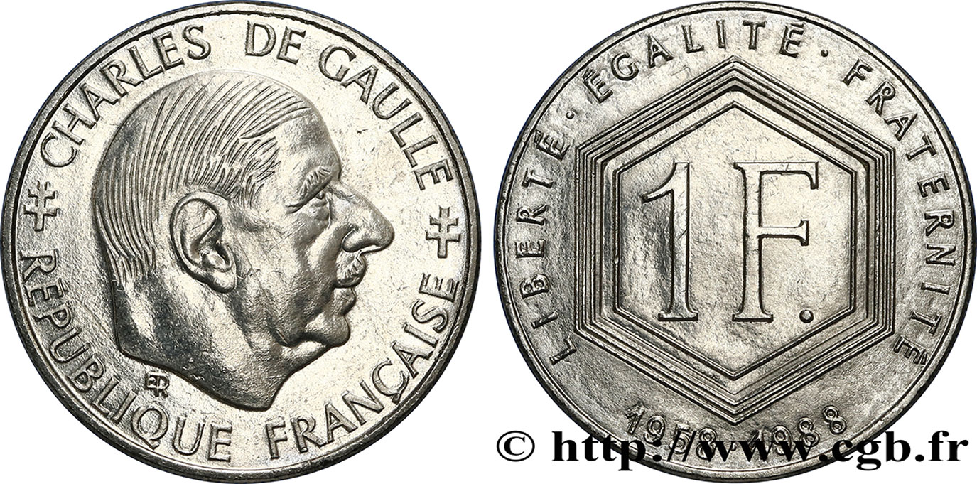 1 franc De Gaulle, sans différents 1988  F.227/3 SUP58 