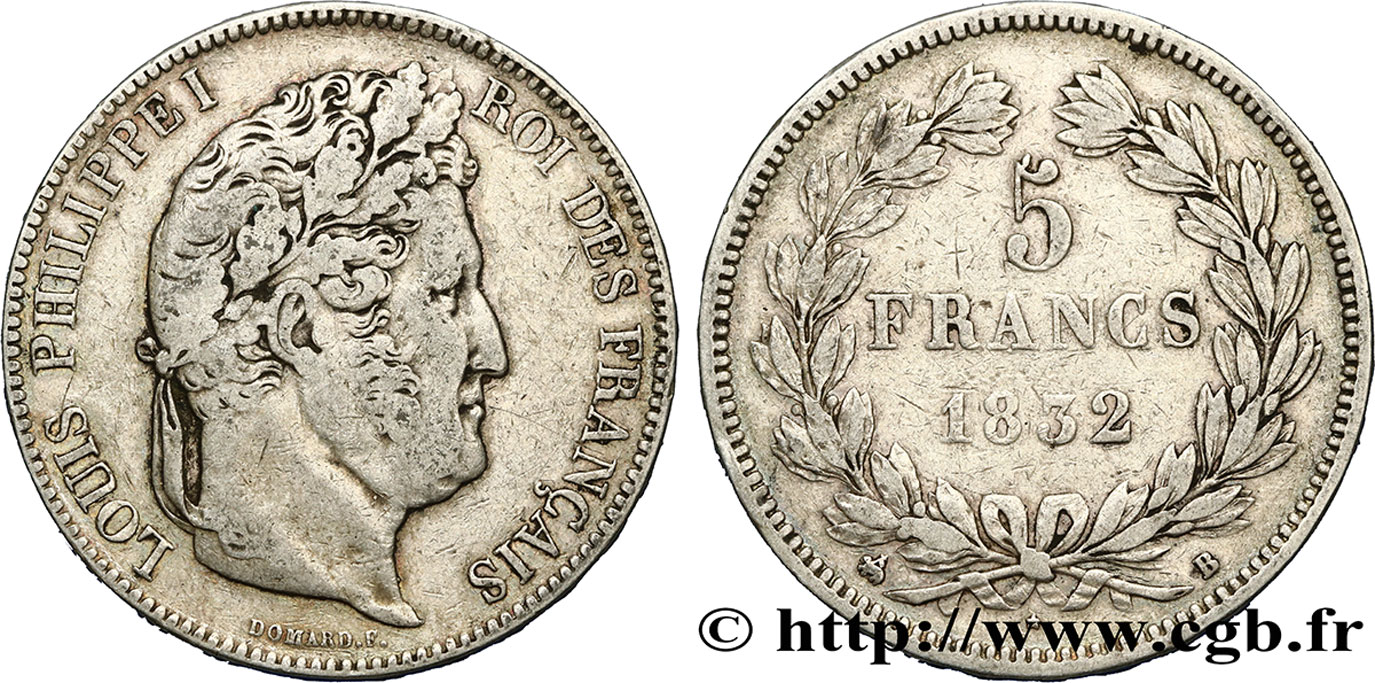 5 francs IIe type Domard 1832 Rouen F.324/2 S 