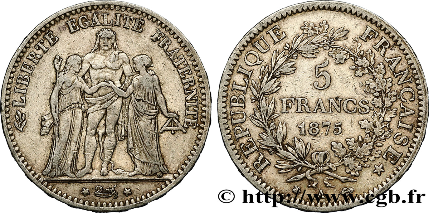 5 francs Hercule 1875 Paris F.334/14 XF 
