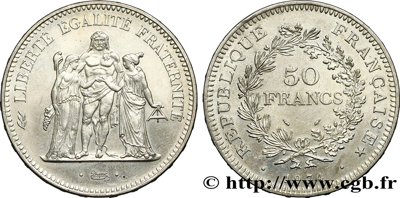 50 francs Hercule, avers de la 20 francs 1974  F.426/1 XF45 
