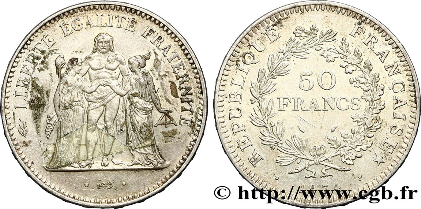 50 francs Hercule, avers de la 20 francs 1974 F.426/1 XF45