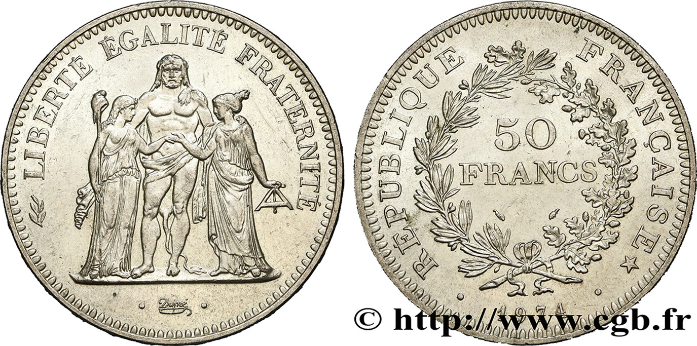 50 francs Hercule, avers de la 20 francs 1974 F.426/1 SUP55